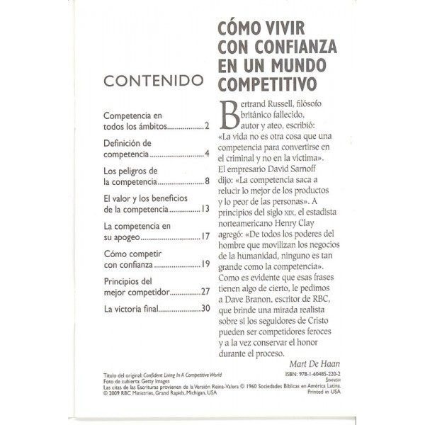 Como Vivir con Confianza en un Mundo Competitivo