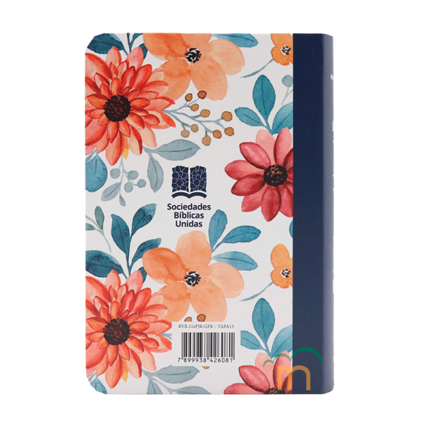 Biblia mini bolsillo semiflexible RVR60 - Flores azul marino - Image 4